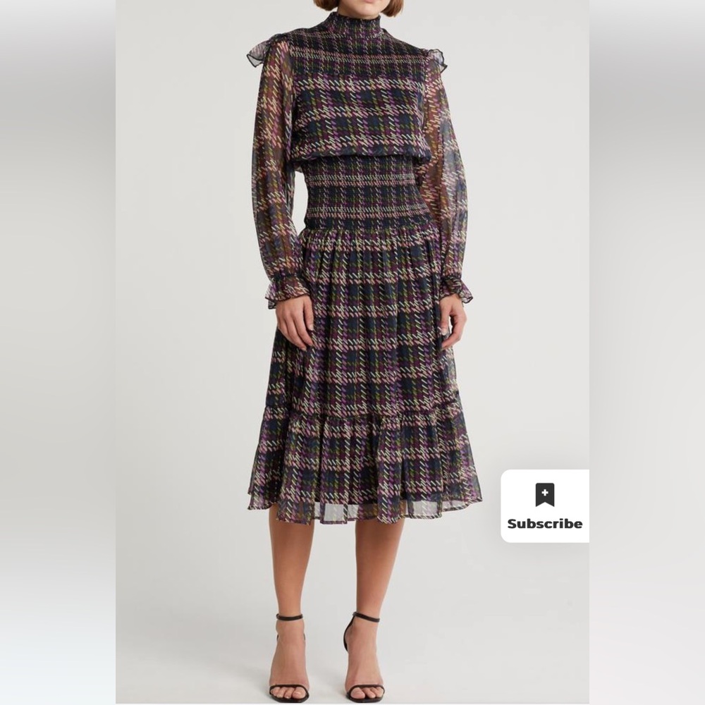Chic Multicolor Plaid Midi Dress